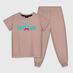 Пижама хлопковая детская Once human logo, цвет: пыльно-розовый