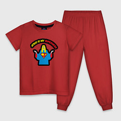 Пижама хлопковая детская Иисус мой супергерой, цвет: красный