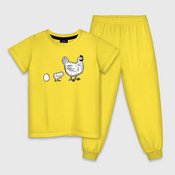 Пижама хлопковая детская Куриное семейство, цвет: желтый