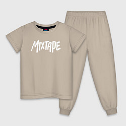 Пижама хлопковая детская Mixtape logo, цвет: миндальный