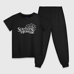 Пижама хлопковая детская South of midnight logo, цвет: черный