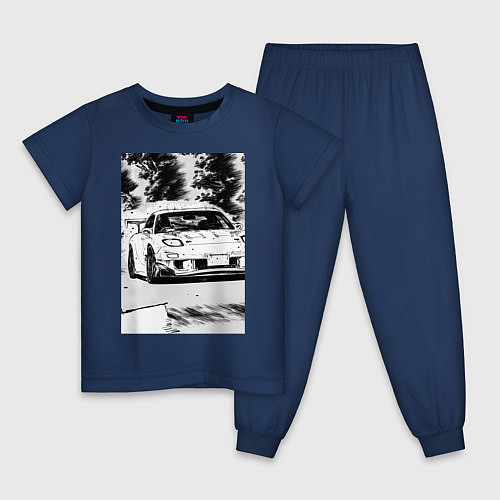 Детская пижама Mazda rx-7 автомобиль гоночный / Тёмно-синий – фото 1