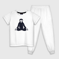 Пижама хлопковая детская Yoga monkey, цвет: белый