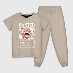 Пижама хлопковая детская Monkey D Luffy - wanted, цвет: миндальный