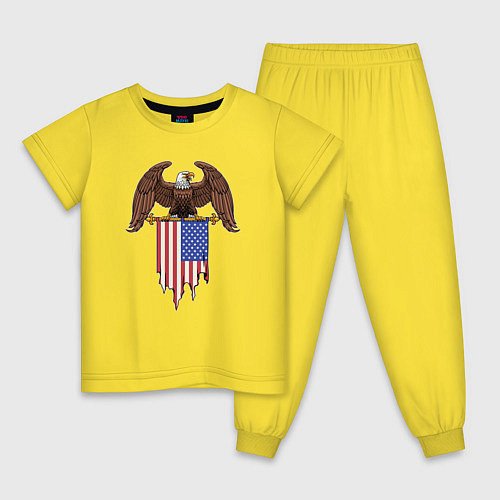Детская пижама Орёл с американским флагом / Желтый – фото 1