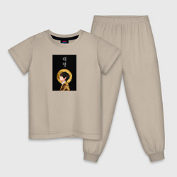 Пижама хлопковая детская Техен луна, цвет: миндальный