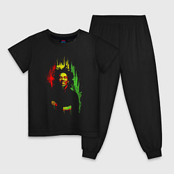 Пижама хлопковая детская Bob Marley vibe, цвет: черный