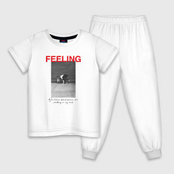 Пижама хлопковая детская Feeling quote, цвет: белый