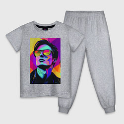 Пижама хлопковая детская Портрет Дурова pop art, цвет: меланж