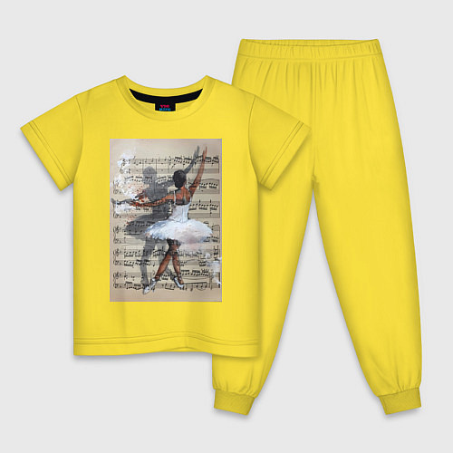 Детская пижама Балет ноты / Желтый – фото 1