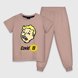 Пижама хлопковая детская Vault boy - covid 19, цвет: пыльно-розовый