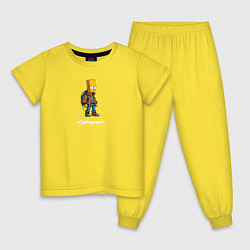 Пижама хлопковая детская Bart Simpson cyberpunk, цвет: желтый