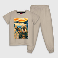 Пижама хлопковая детская Морж кричит на картине Эдварда Мунка - мем искусст, цвет: миндальный