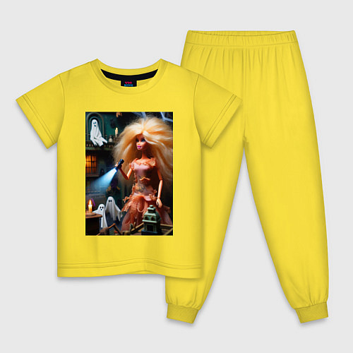 Детская пижама Барби с фонариком забралась на чердак в ночь на хэ / Желтый – фото 1