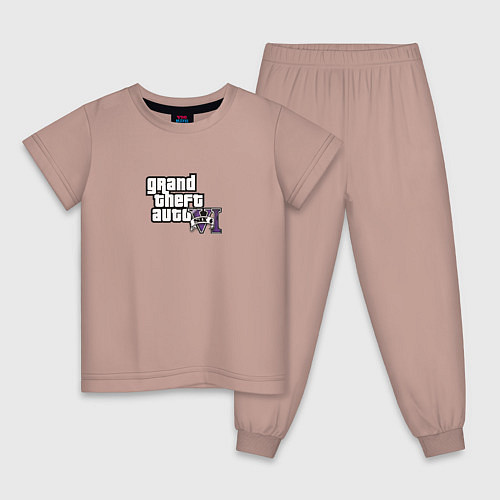 Детская пижама Grand Theft Auto 6 vice city logo / Пыльно-розовый – фото 1