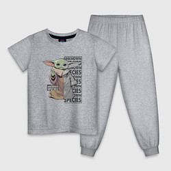 Пижама хлопковая детская Unknown specis - Baby Yoda, цвет: меланж