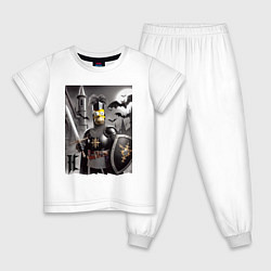 Пижама хлопковая детская Рыцарь Гомер Симпсон - нейроарт фантазия, цвет: белый