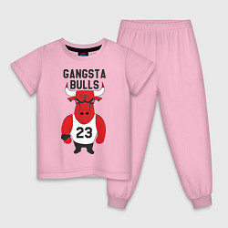 Пижама хлопковая детская Gangsta Bulls 23 цвета светло-розовый — фото 1