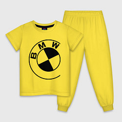 Пижама хлопковая детская БМВ значок, цвет: желтый