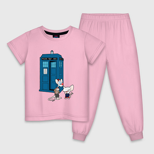 Детская пижама Пинки и Брейн возле тардиса / Светло-розовый – фото 1