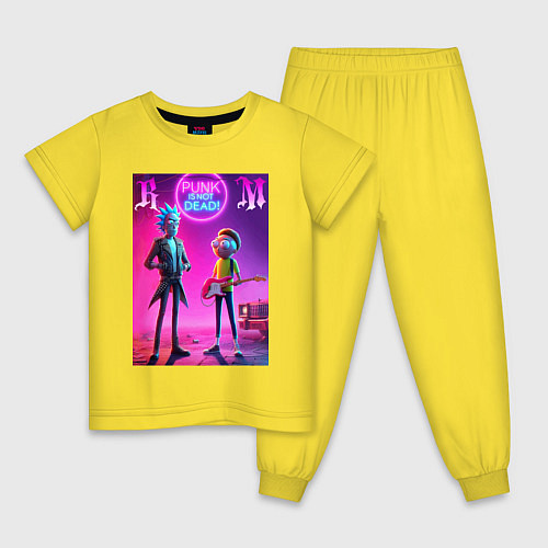 Детская пижама Rick and Morty - neon fantasy / Желтый – фото 1