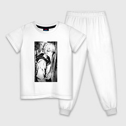 Пижама хлопковая детская Девушка на уличных задворках, цвет: белый