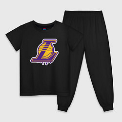 Пижама хлопковая детская Lakers team, цвет: черный