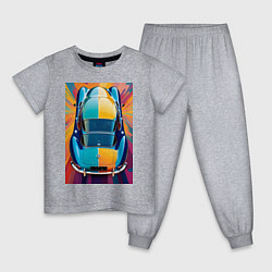 Пижама хлопковая детская Яркий ретро автомобиль, цвет: меланж