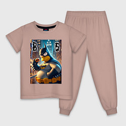 Пижама хлопковая детская Batsimpson - ai art fantasy, цвет: пыльно-розовый