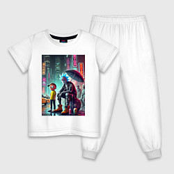 Пижама хлопковая детская Rick and Morty are homeless people from New York, цвет: белый