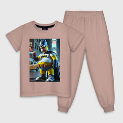 Пижама хлопковая детская Бэтсимпсон купил в фастфуде картофель фри, цвет: пыльно-розовый