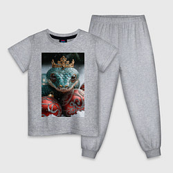 Пижама хлопковая детская Новогодняя змея королева, цвет: меланж