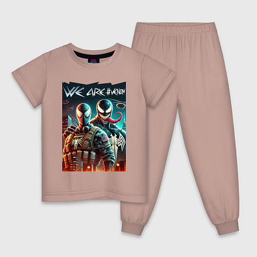 Детская пижама We are Venom - meme / Пыльно-розовый – фото 1