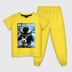 Пижама хлопковая детская Мультяшный Веном присмотрел себе кролика - мем, цвет: желтый
