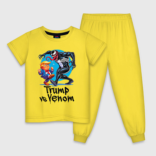 Детская пижама Venom vs Donald Trump - ai art fantasy / Желтый – фото 1