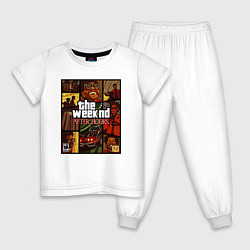 Пижама хлопковая детская The weeknd постер гта, цвет: белый