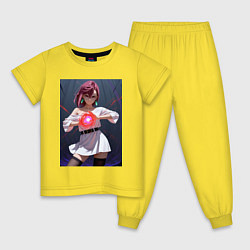 Пижама хлопковая детская Дандадан: Момо фаербол, цвет: желтый