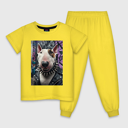 Детская пижама Морда крутого бультерьера / Желтый – фото 1