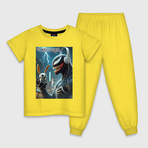 Детская пижама Symbiote and rabbit - we are venom meme / Желтый – фото 1
