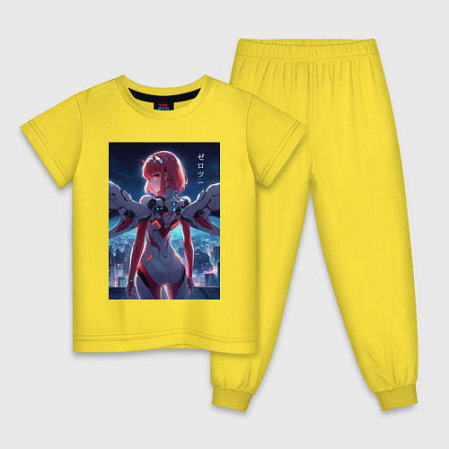 Детская пижама Zero two - Darling in the Franxx - cyberpunk / Желтый – фото 1
