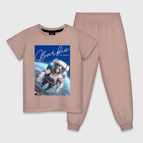Детская пижама Barbie in space - ai art fantasy / Пыльно-розовый – фото 1