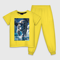 Пижама хлопковая детская Белоснежный тигр крадется по льду, цвет: желтый