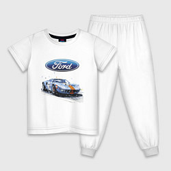Пижама хлопковая детская Ford motorsport - sketch, цвет: белый