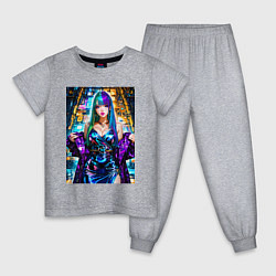 Пижама хлопковая детская Девушка поп идол, цвет: меланж