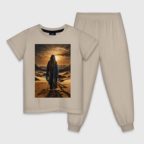 Детская пижама Человек в пустыне / Миндальный – фото 1