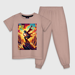 Пижама хлопковая детская Mick Jagger -mountain fantasy, цвет: пыльно-розовый