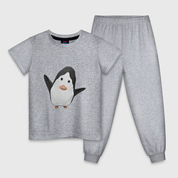 Пижама хлопковая детская Cartoon penguin, цвет: меланж