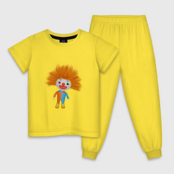 Пижама хлопковая детская Рыжеволосый клоун, цвет: желтый