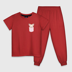 Пижама хлопковая детская FoxINy in pocket, цвет: красный