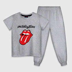 Пижама хлопковая детская Rolling Stones - logo, цвет: меланж